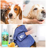 Hondenshampoo en handdoeken