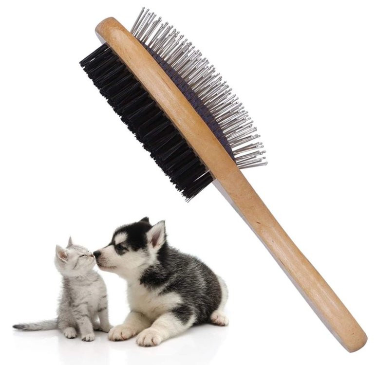 Combiborstel voor hond en kat - Hout - M