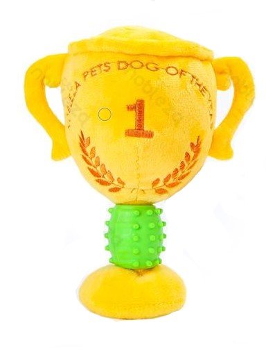 pluche hondenspeeltje / hondenknuffel in de vorm van een trofee