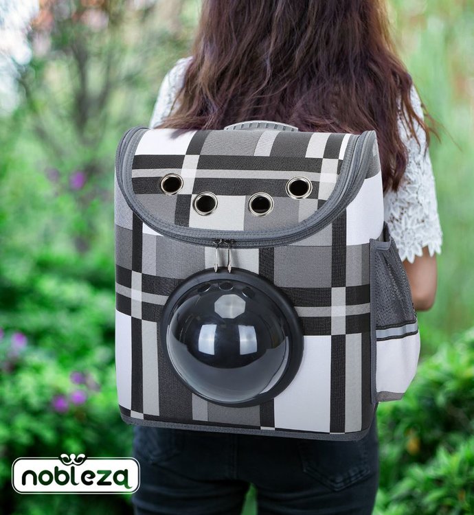 Nobleza Katten rugtas - Bol astronaut venster - Tot 7 kg - Grijs