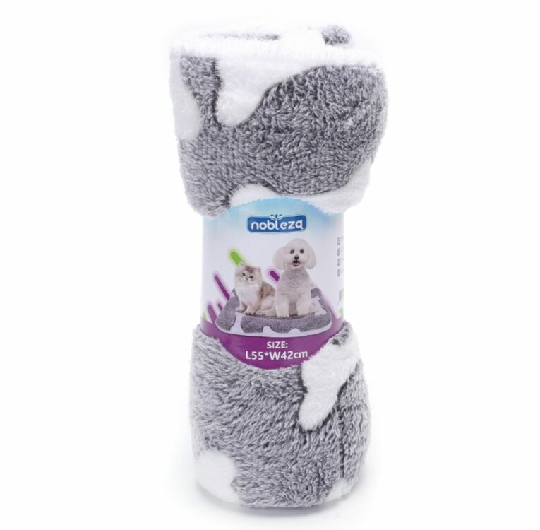 Nobleza Hondenkleedje - Pluche - Grijs / wit - Maat S - 42x55 cm
