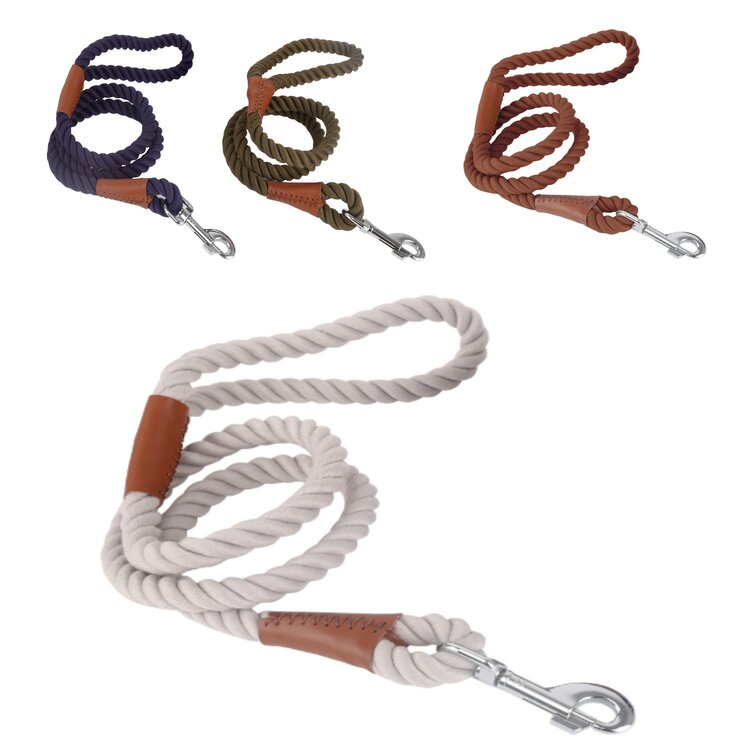 Nobleza Hondenriem - Rond - Touw met leer - Lengte 120 cm
