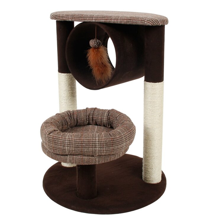 Nobleza Krabpaal cilinder met mandje en ligplaats - Bruin - 64 cm