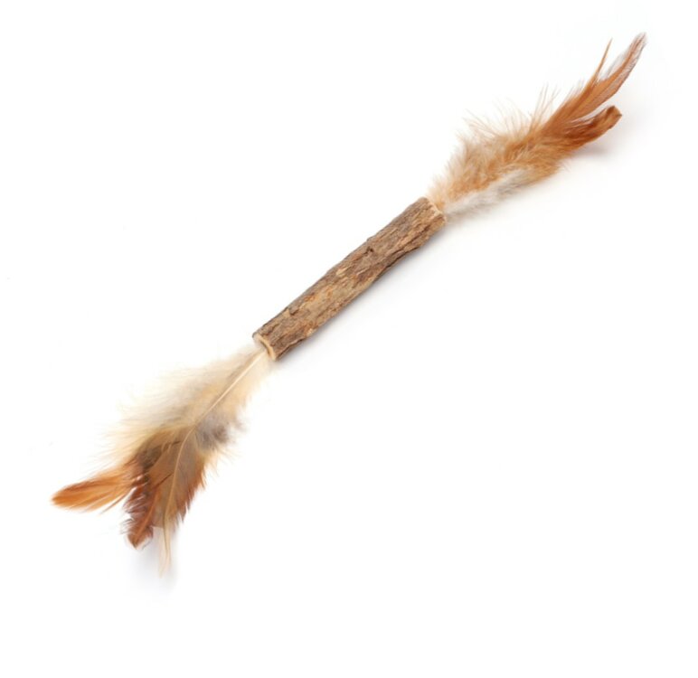 Natuurlijk kattenspeelgoed stokje met veren