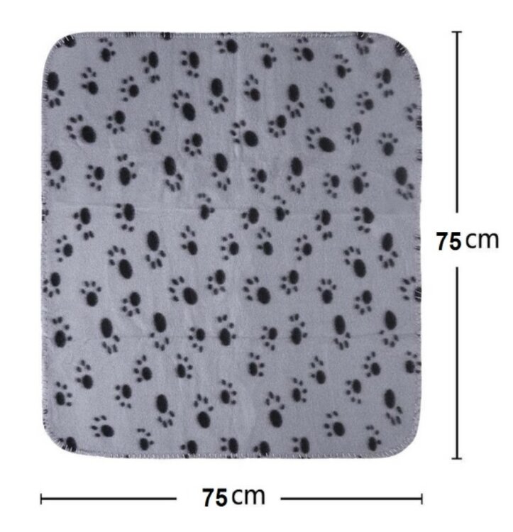 Nobleza Huisdierdeken - Fleece - Grijs met pootafdruk - Maat S - 75x75 cm