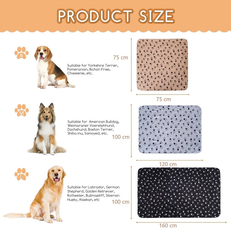 Nobleza Huisdierdeken - Fleece - Grijs met pootafdruk - Maat L - 100x160 cm