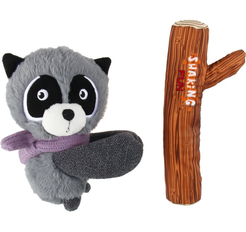 GiGwi Hondenspeelgoed - Knuffel met piep - Wasbeer - 2 in 1