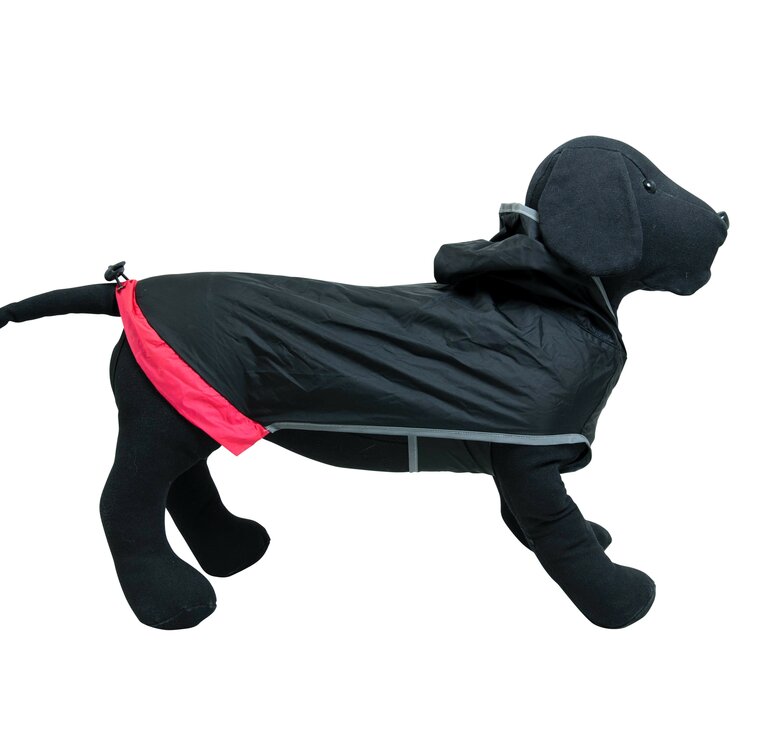 Honden regenjas zwart reflecterend