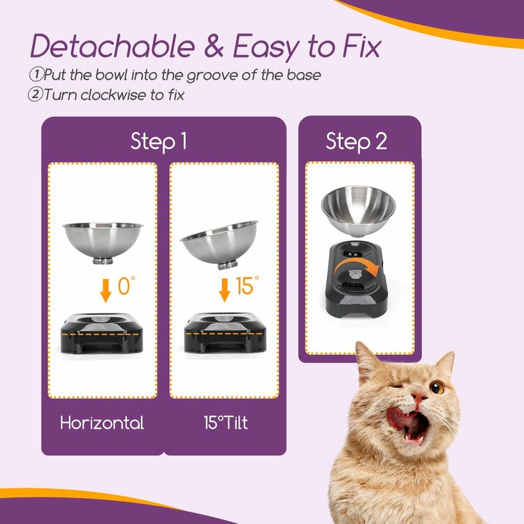 Nobleza Anti braak kattenvoerbak dubbel RVS
