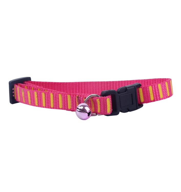 Kattenhalsband roze met geel