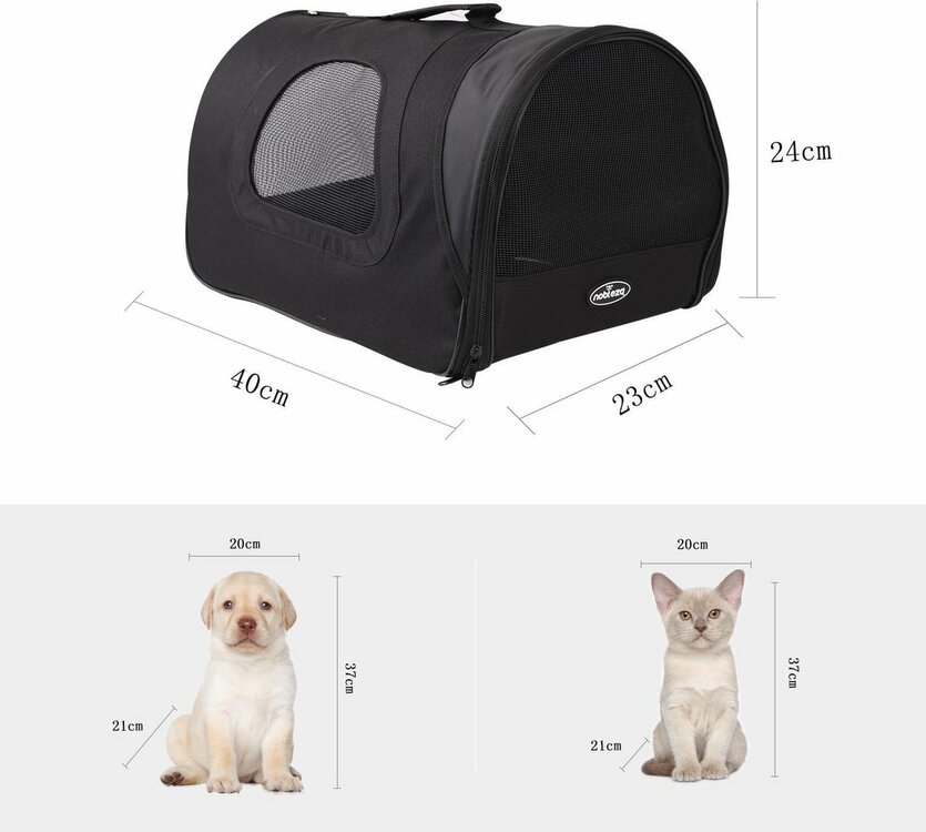 Nobleza Draagtas voor hond en kat tot 5 kg - 40x23x24 cm - Zwart