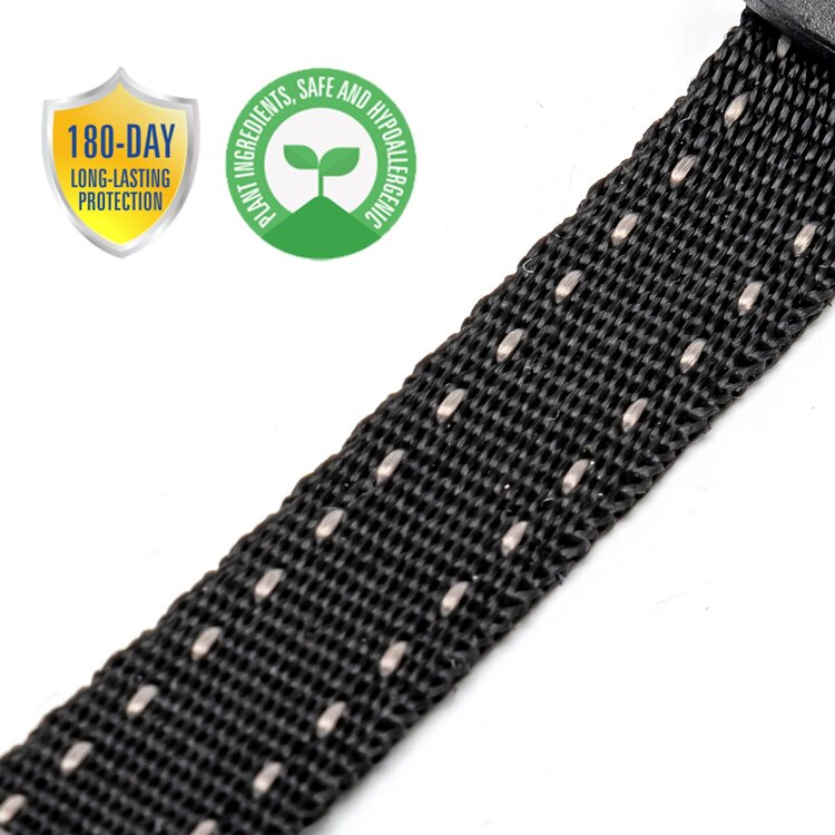 Nobleza Honden vlooienhalsband - Natuurlijk - Werking 6 maanden - Maat M 46 cm - Zwart