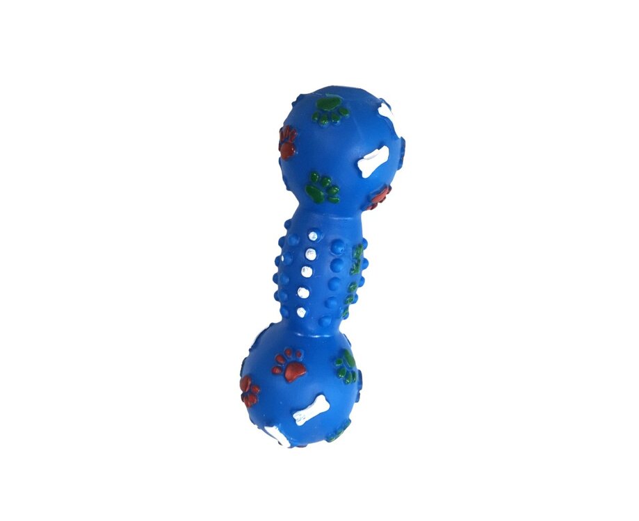 Blauw hondenspeeltje met piep