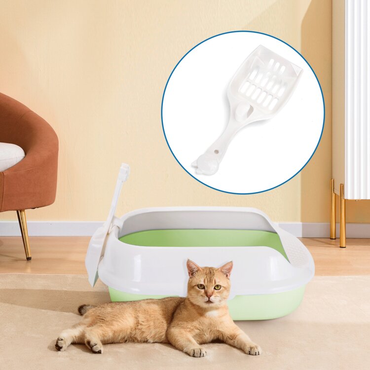 Nobleza Kattenbak met schepje - Open - Maat M - 48x35x18 cm - Groen