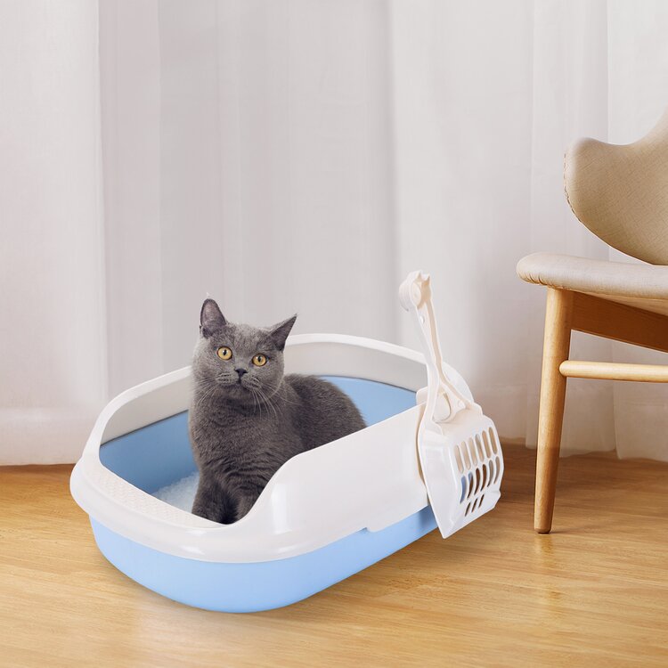 Nobleza Kattenbak met schepje - Open - Maat L - 55x39x19 cm - Lichtblauw