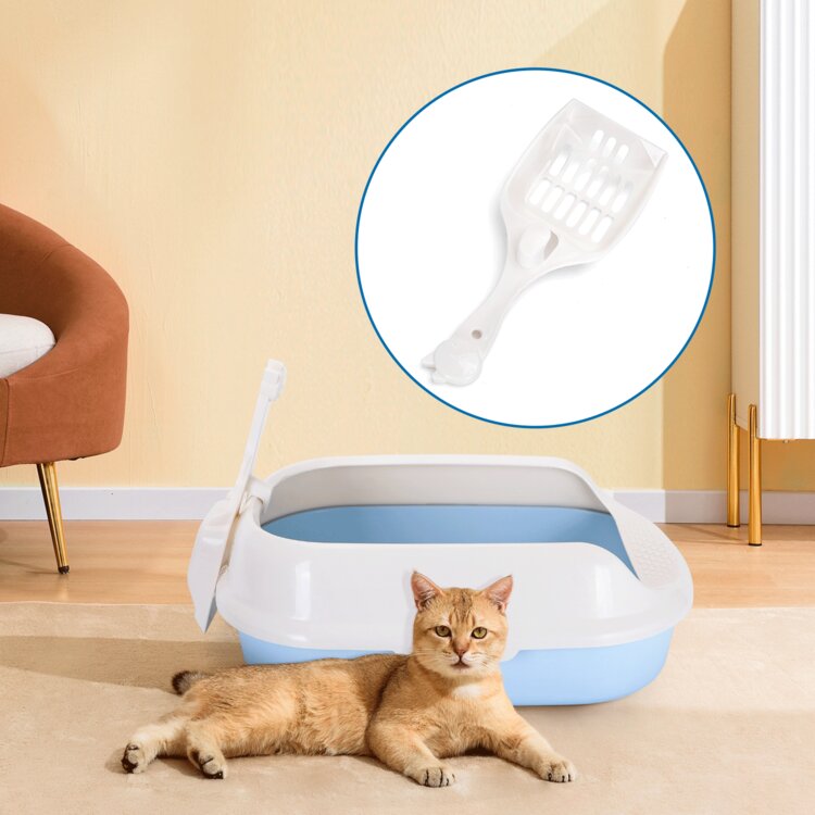 Nobleza Kattenbak met schepje - Open - Maat M - 48x35x18 cm - Lichtblauw