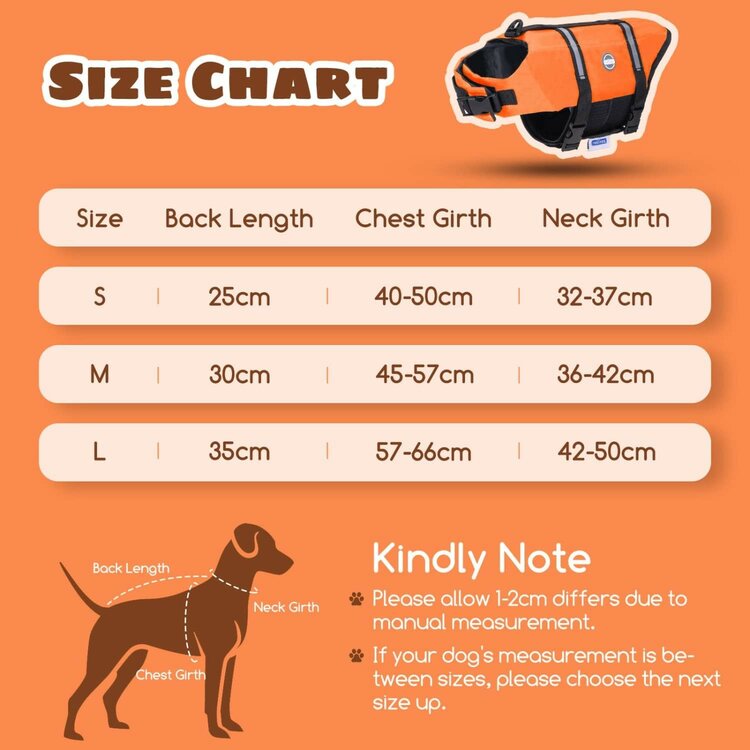 Nobleza Hondenzwemvest - Oranje - 25 cm