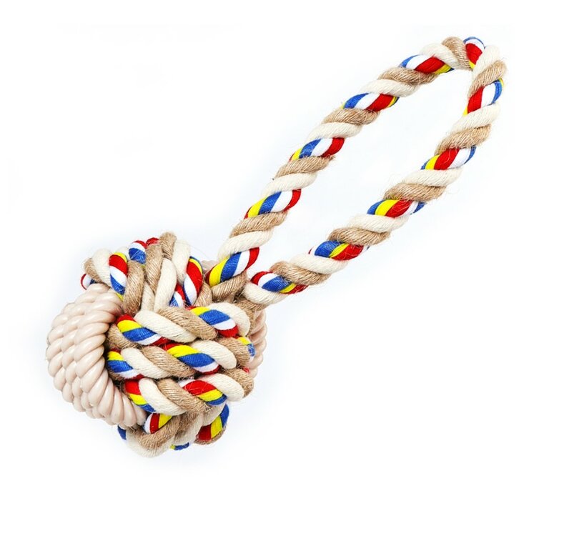Nobleza Hondenspeelgoed - Speeltouw met rubber ringen - 20 cm