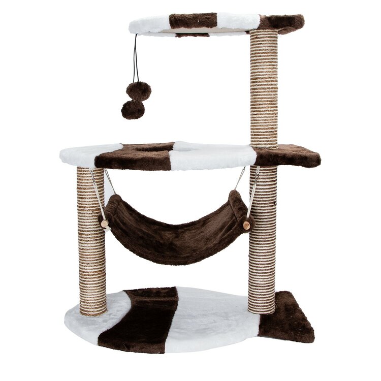 Kattenmeubel bruin wit met hangmat