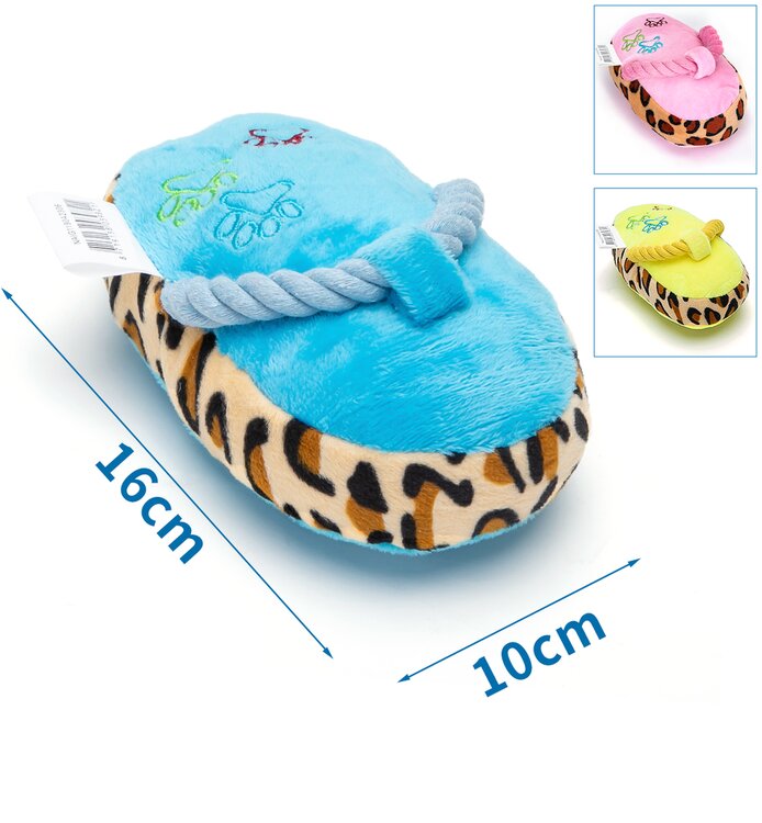 Honden piepspeelgoed pluche slipper met touw