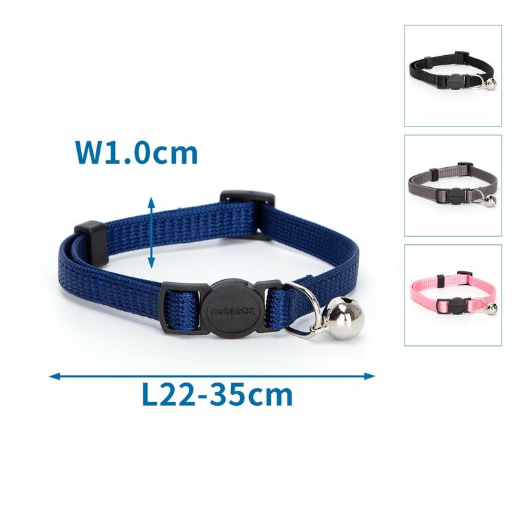 Kattenhalsband blauw, zwart, roze of grijs