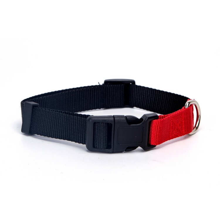 Hondenhalsband polyester kliksluiting zwart rood