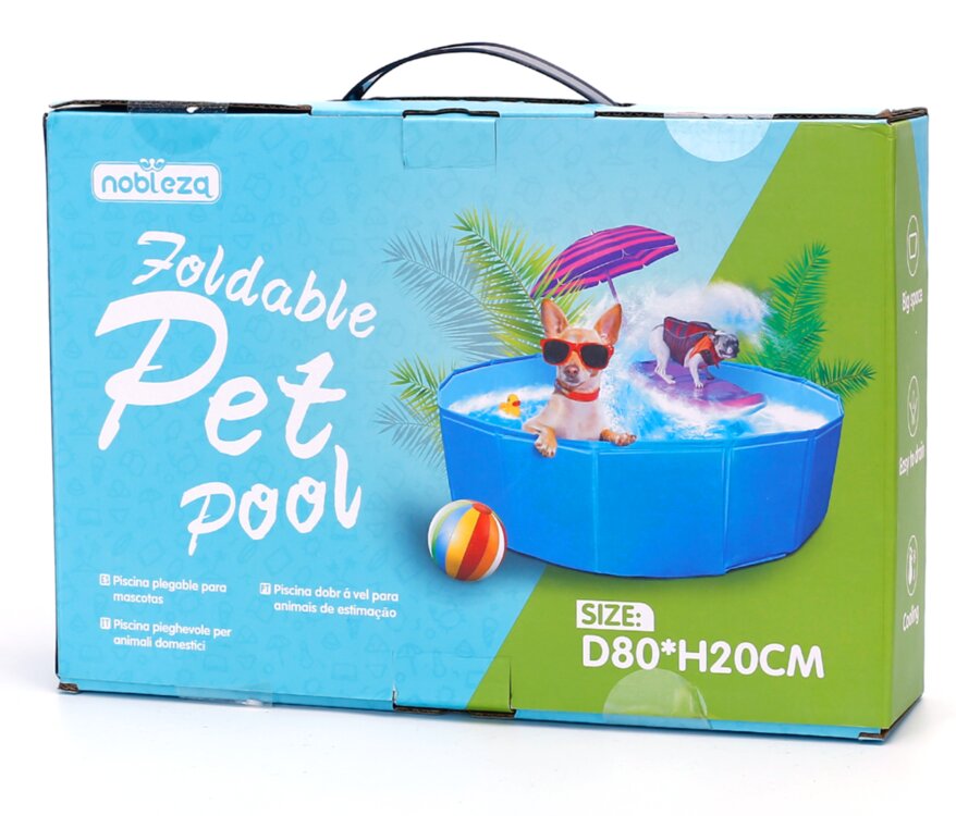 Hondenzwembad in twee maten leverbaar. Diameter 80 cm of 120 cm. Met handige vul / leegloop opening