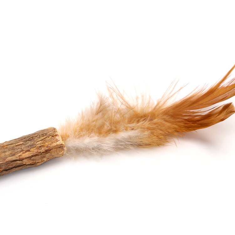 Natuurlijk kattenspeelgoed hout met veren