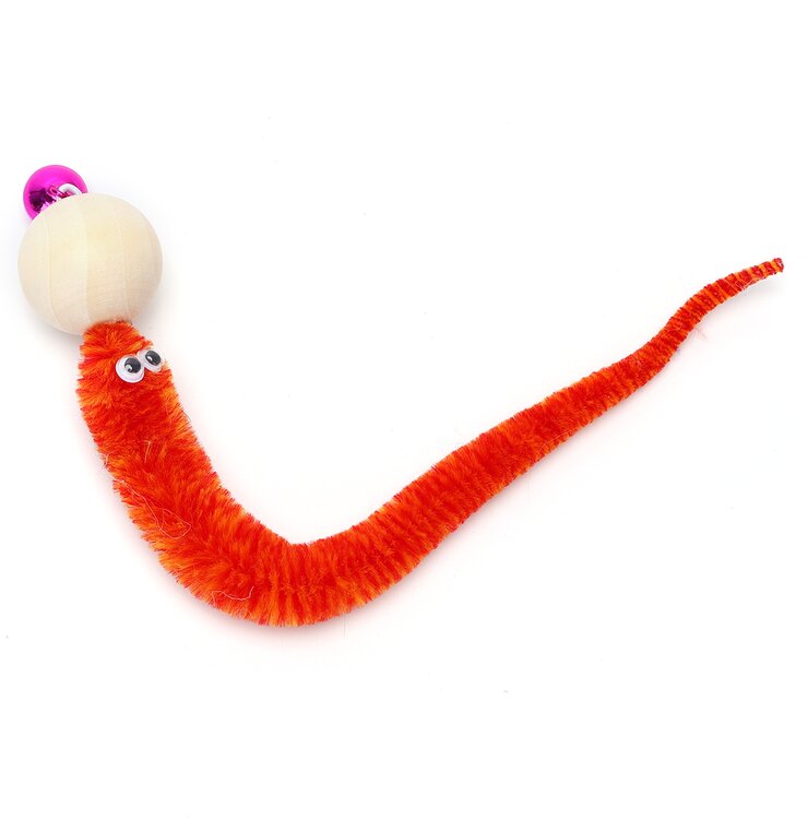Speeltje voor jouw kat in de vorm van een rups. Het speeltje is 23 cm lang en voorzien van een belletje