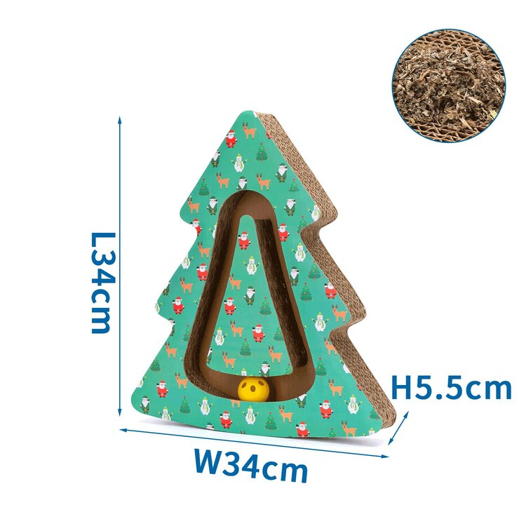 Nobleza Katten krabkarton - Kerstboom met speelballen