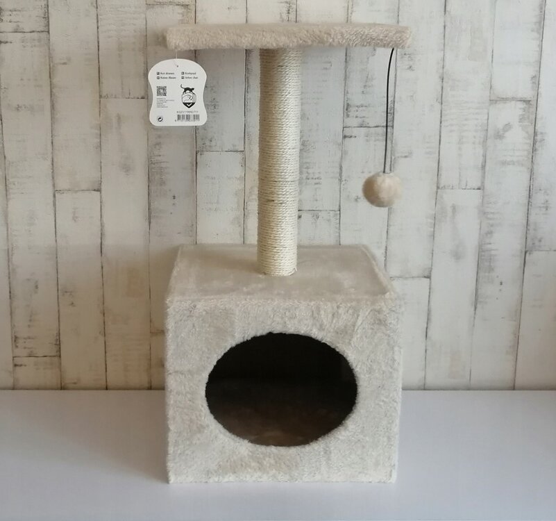 Kattenmeubel met huisje en ligplek beige