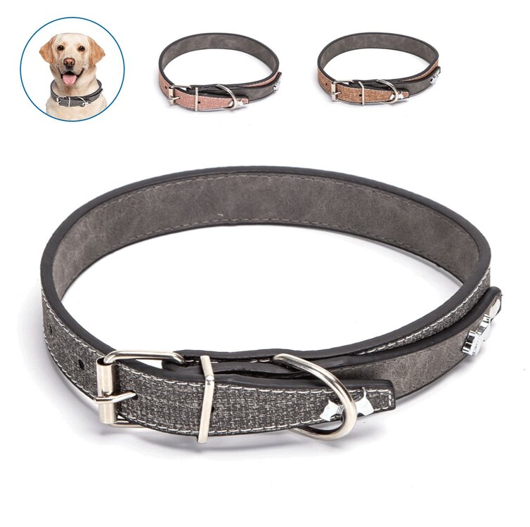 Halsband voor honden lederlook 45 cm