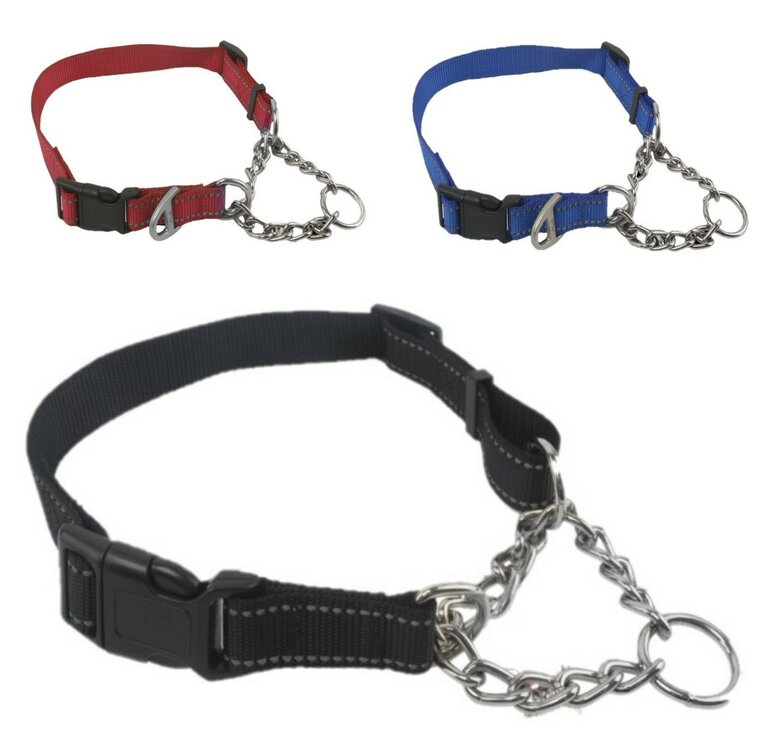 Nobleza Anti trek hondenhalsband met ketting - Maat M - Rood