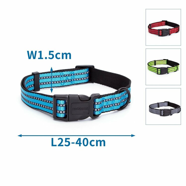 Nobleza Hondenhalsband met kliksluiting - Nylon - Reflecterend - 40 cm