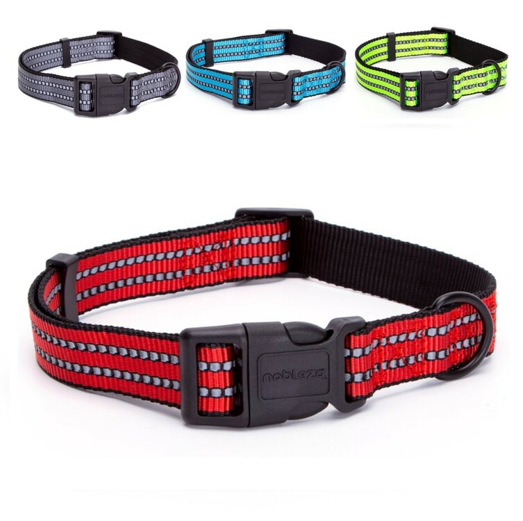 Nobleza Hondenhalsband met kliksluiting - Nylon - Reflecterend - 50 cm