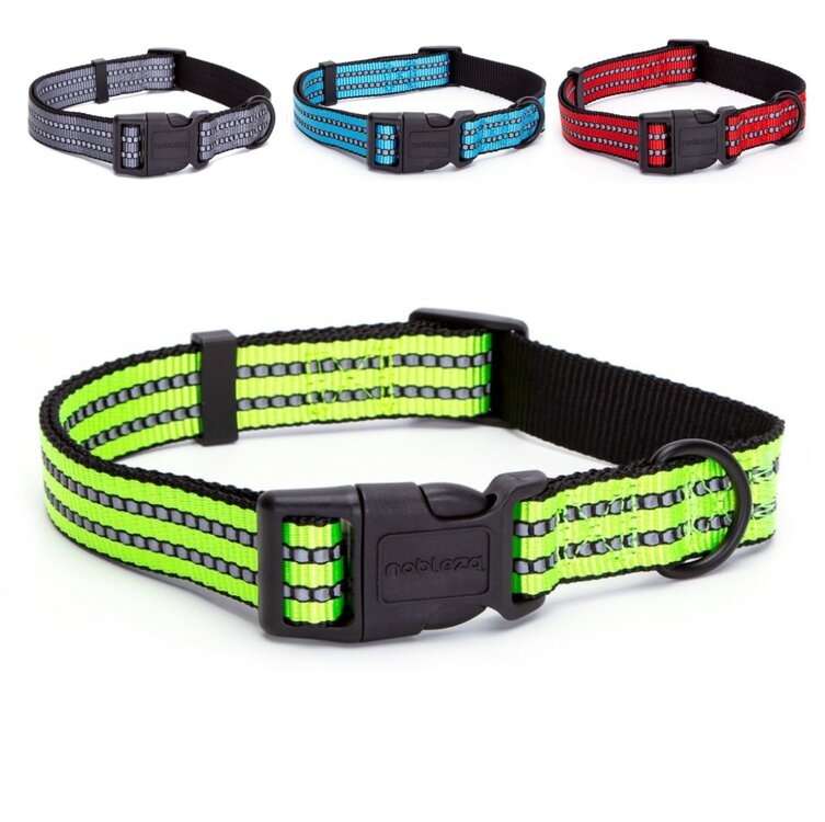 Nobleza Hondenhalsband met kliksluiting - Nylon - Reflecterend - 60 cm