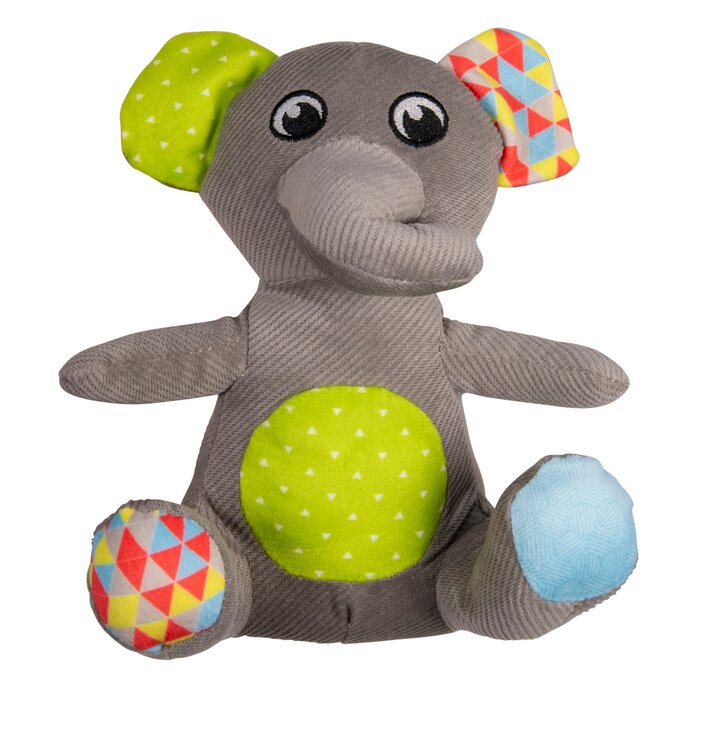 Puppy knuffel met piep grijze olifant