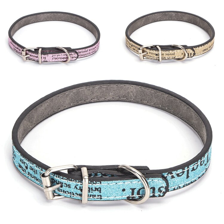 Nobleza Hondenhalsband - Lederlook - Glitters - 52 cm