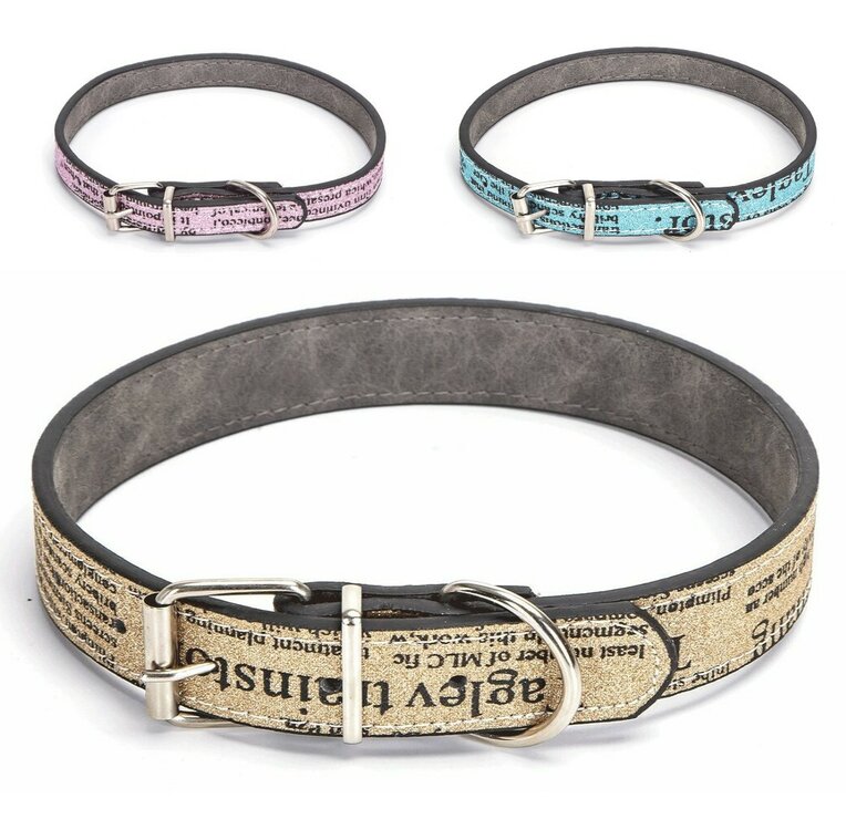 Nobleza Hondenhalsband - Lederlook - Glitters - 60 cm