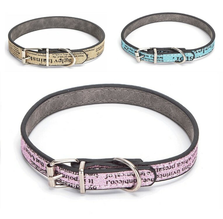 Nobleza Hondenhalsband - Lederlook - Glitters - 45 cm