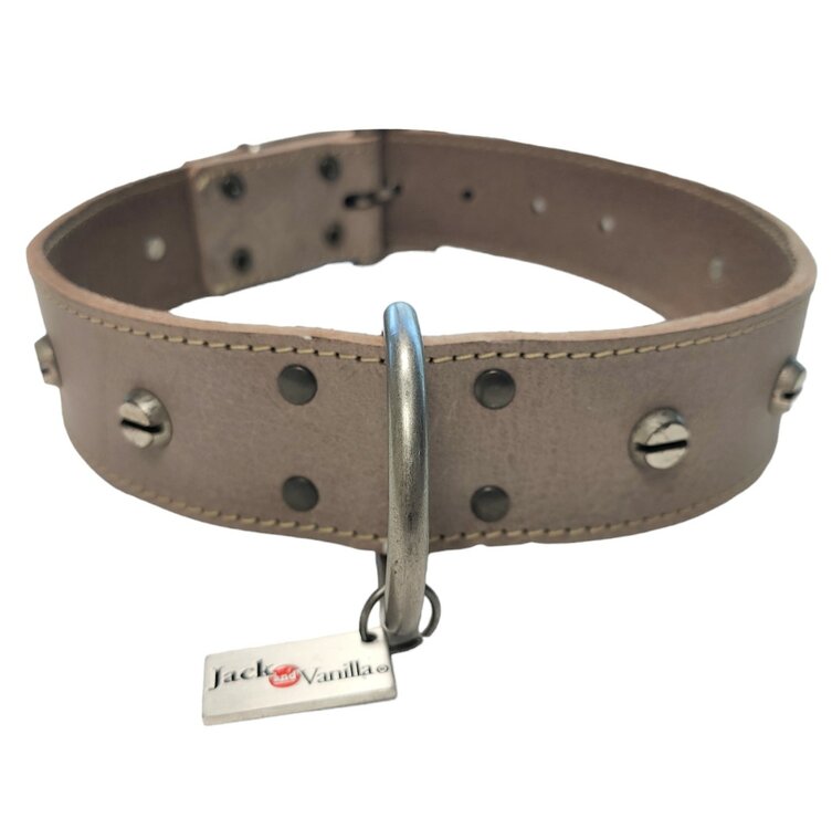 Halsband voor honden leer. Lengte 55 cm, grijs