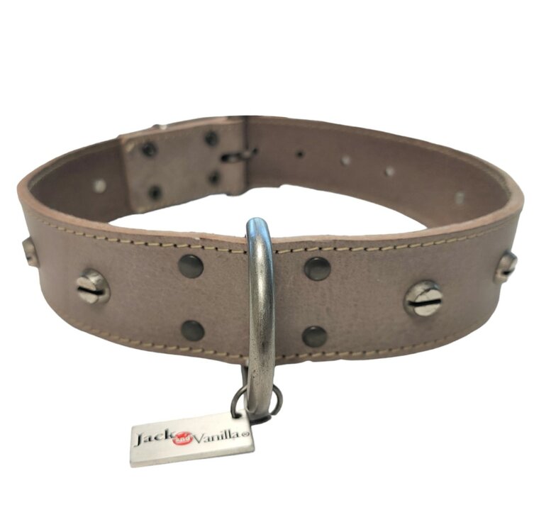 Jack and Vanilla Hondenhalsband - Leer - Grijs - 50 cm