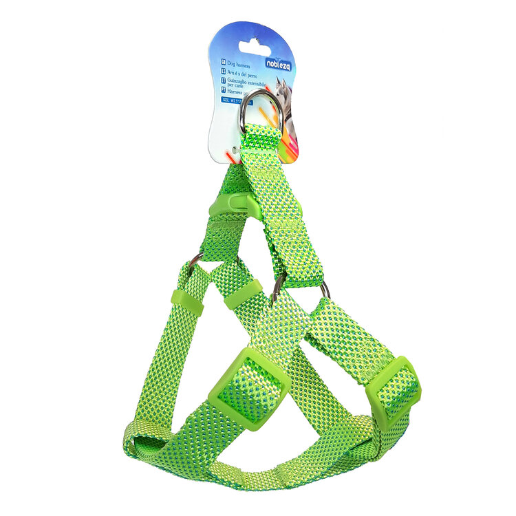 Nobleza Honden y-tuig - Fluorescerend - Gestipt Nylon - Maat XL - Lichtgroen