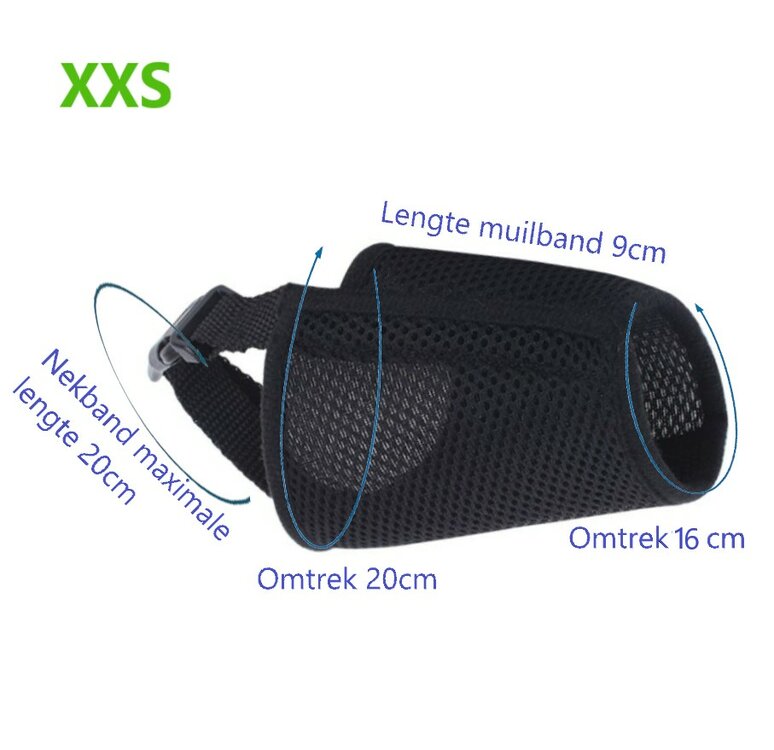 Nobleza Honden muilband - Zwart - Maat XXS