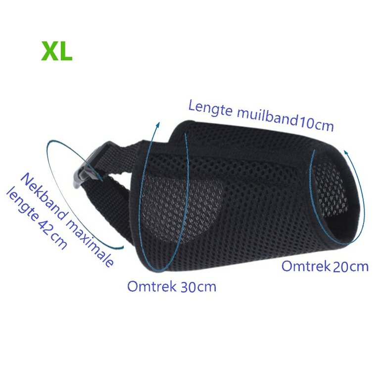Nobleza Honden muilband - Zwart - Maat XL