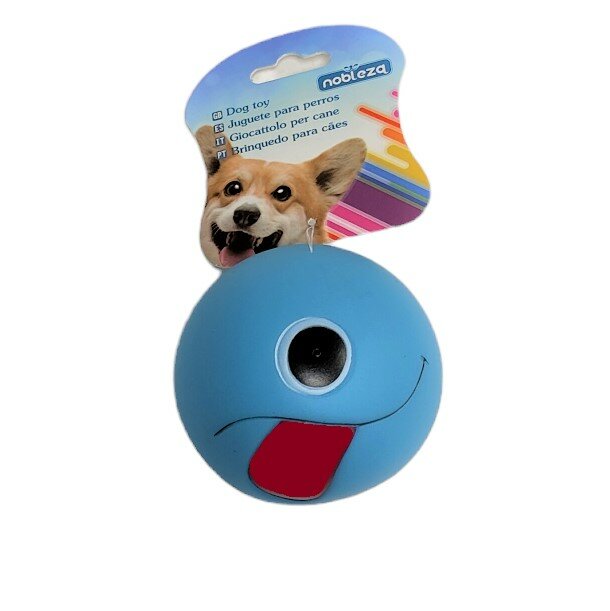 Honden speelbal met piep blauw 7,5 cm