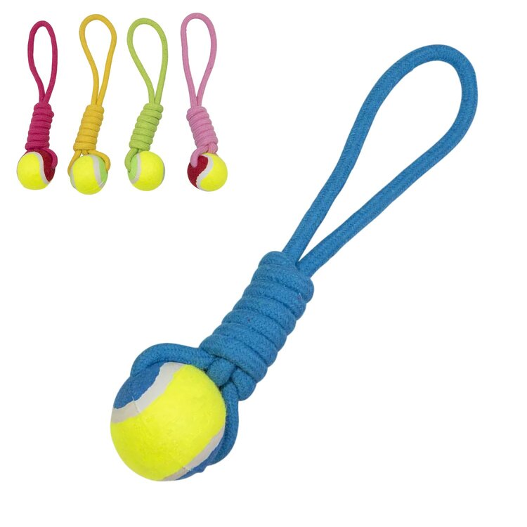 Jack and Vanilla Hondenspeelgoed - Tennisbal met trektouw