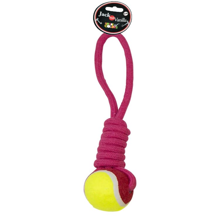 Jack and Vanilla Hondenspeelgoed - Tennisbal met trektouw