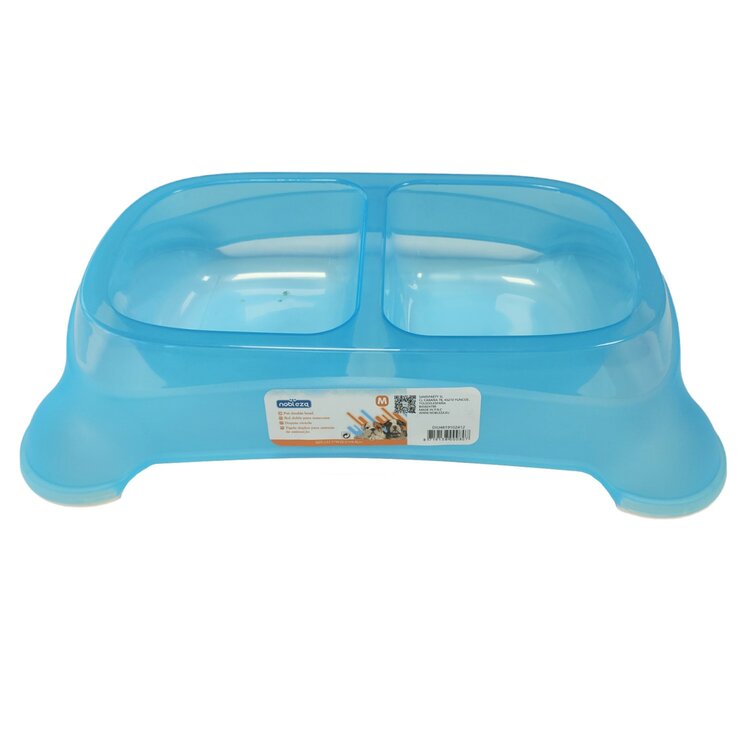 Nobleza Voerbak voor hond en kat - Dubbel - Blauw - Maat M