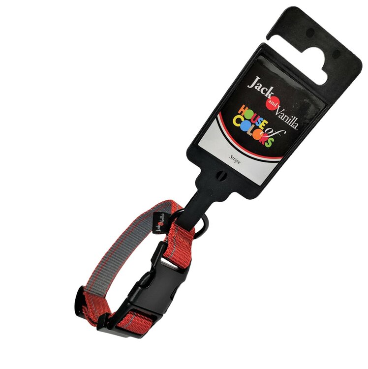 Jack and Vanilla Hondenhalsband - Nylon - Kliksluiting - Rood - 26 cm